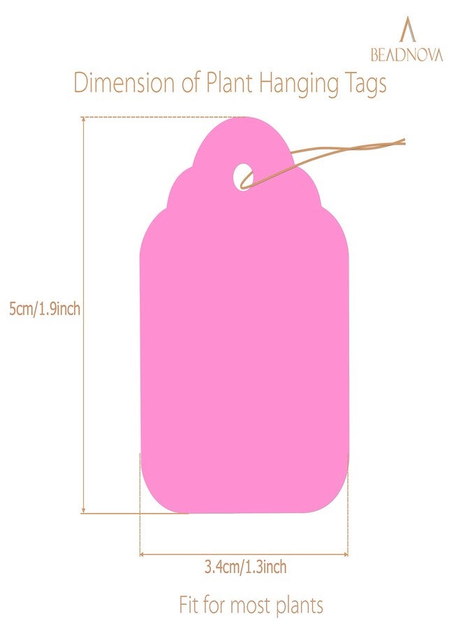 BEADNOVA Plant Hanging Tags 100pcs Tags with String Reusable Plant Labels Markers Plastic Garden Signs Garden Markers for Outdoor (2 Inch, Pink) - Image 2